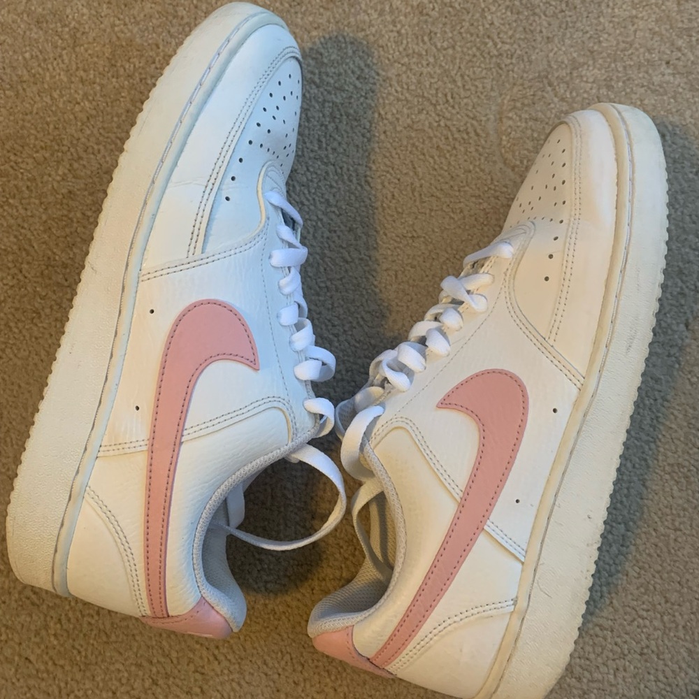 Nike Air Force 1 White and Pink Shoes